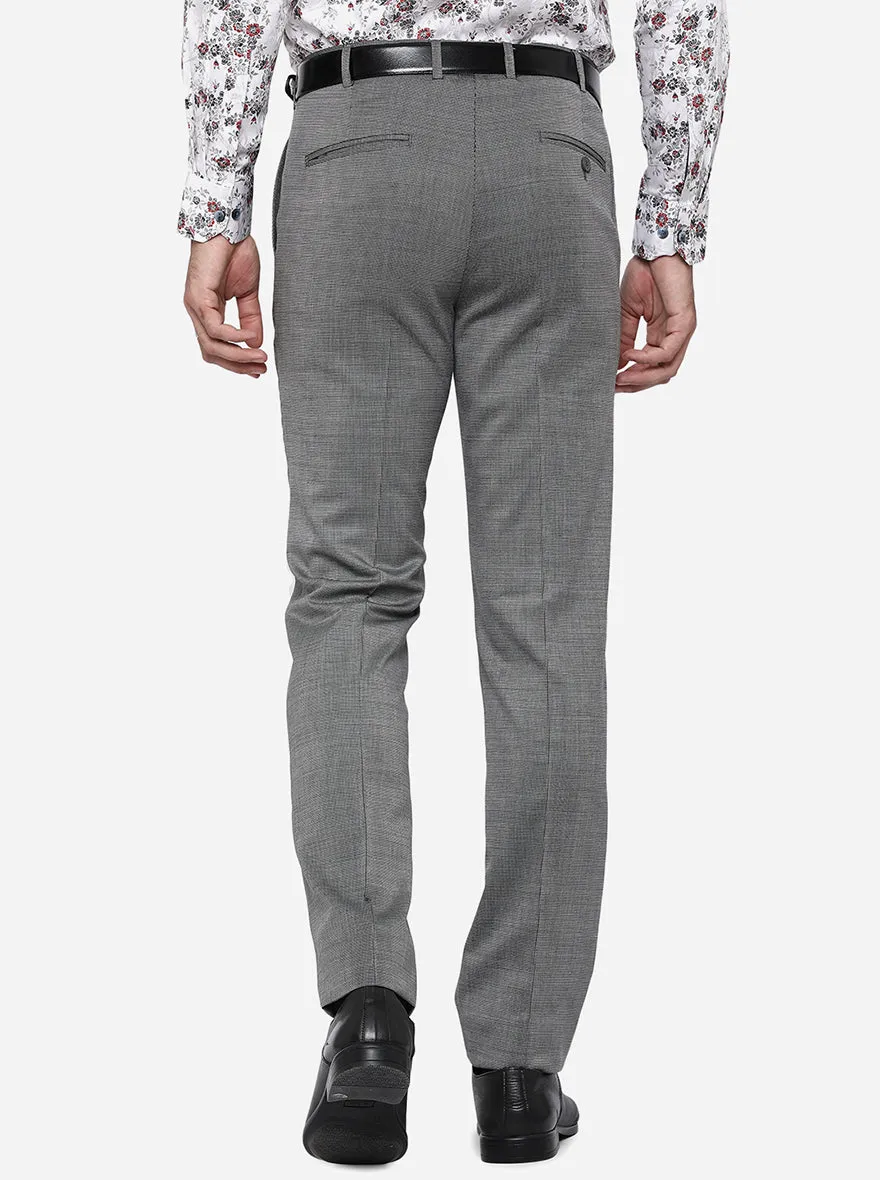 Grey Solid Slim Fit Formal Trouser | Metal