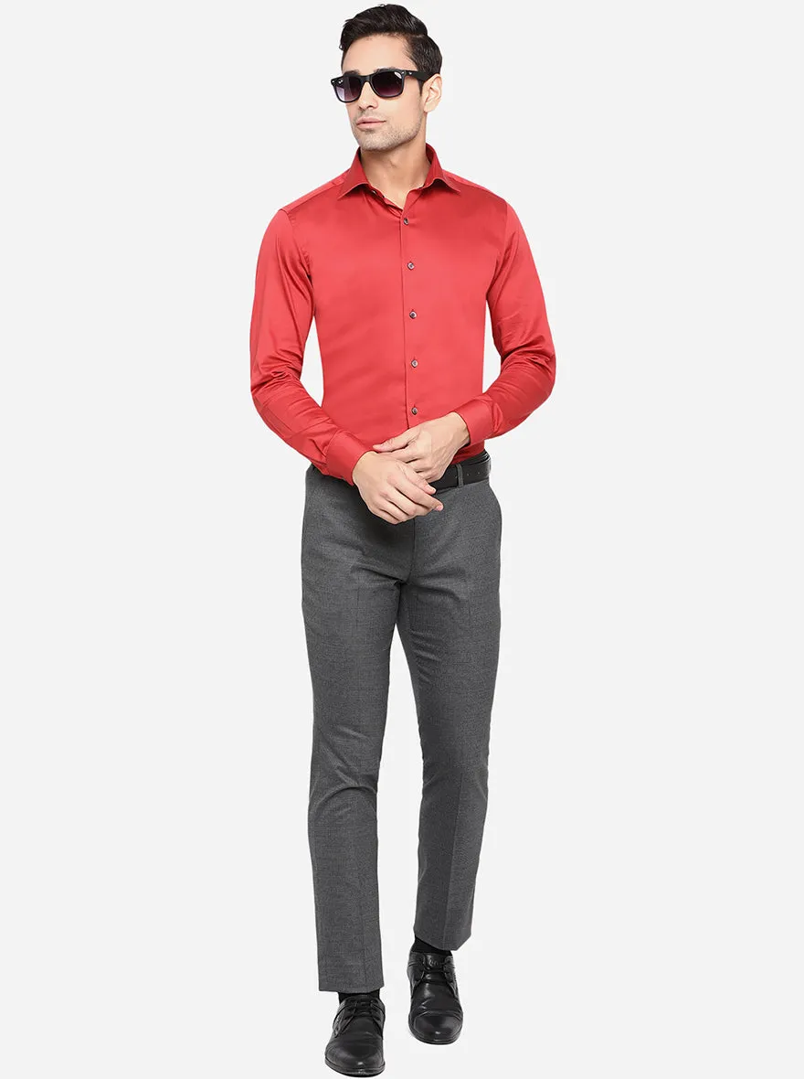 Grey Solid Super Slim Fit Formal Trouser | JadeBlue