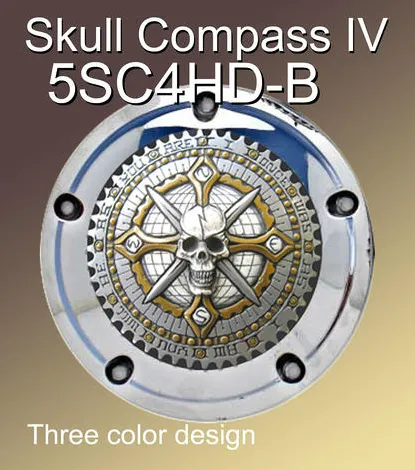 Harley Derby Cover Skull Compass IV Emblem - Harley Davidson Accessory