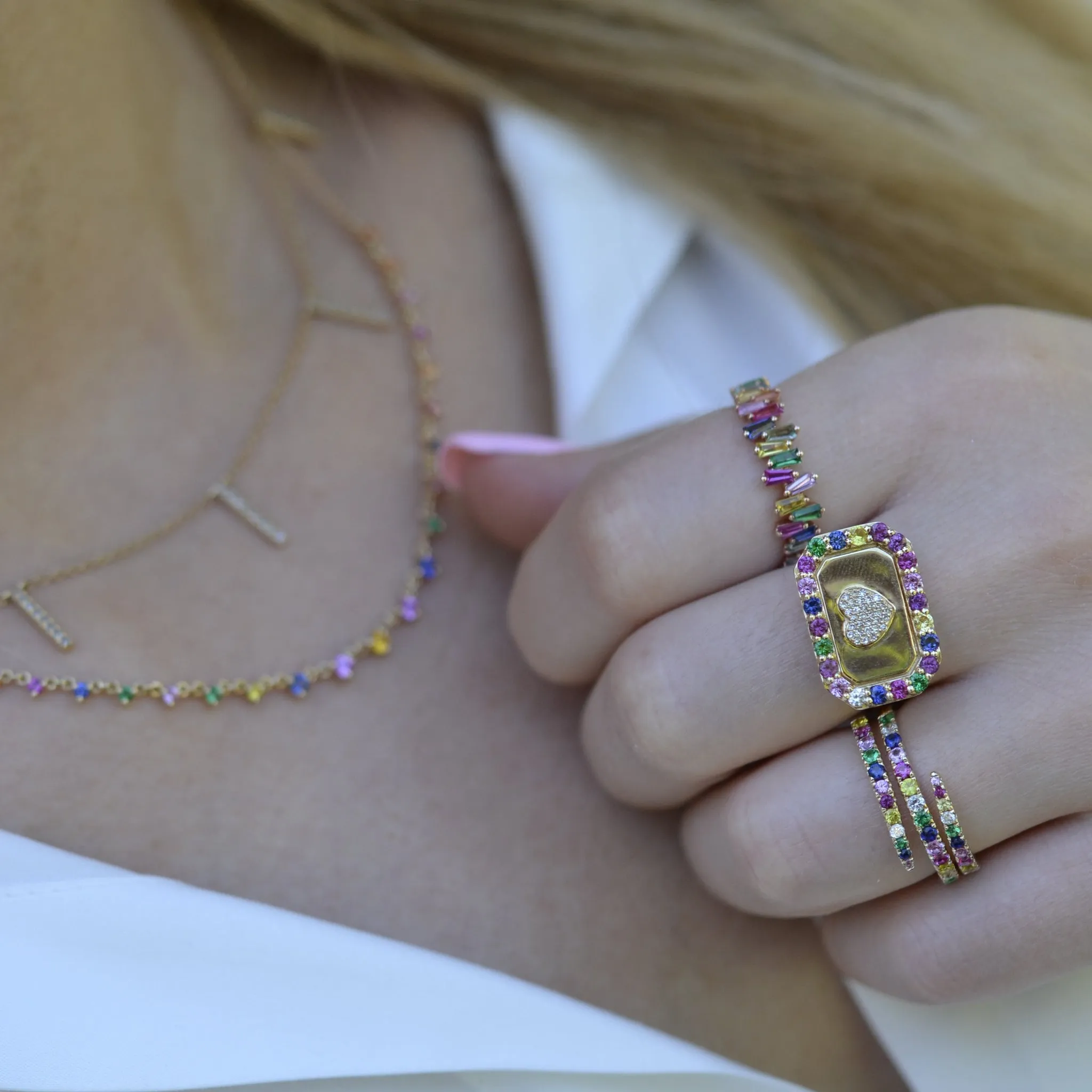 Heart Signet Multi Color Ring