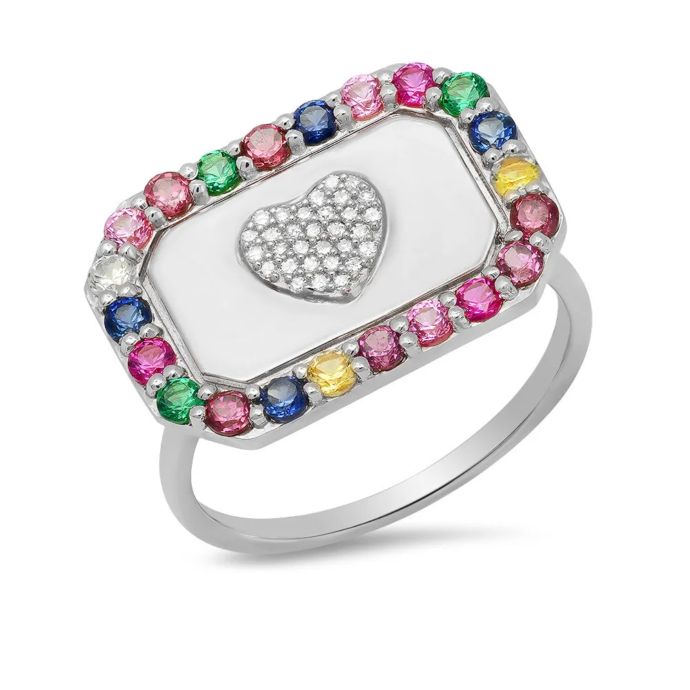 Heart Signet Multi Color Ring