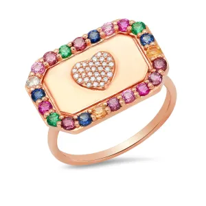 Heart Signet Multi Color Ring