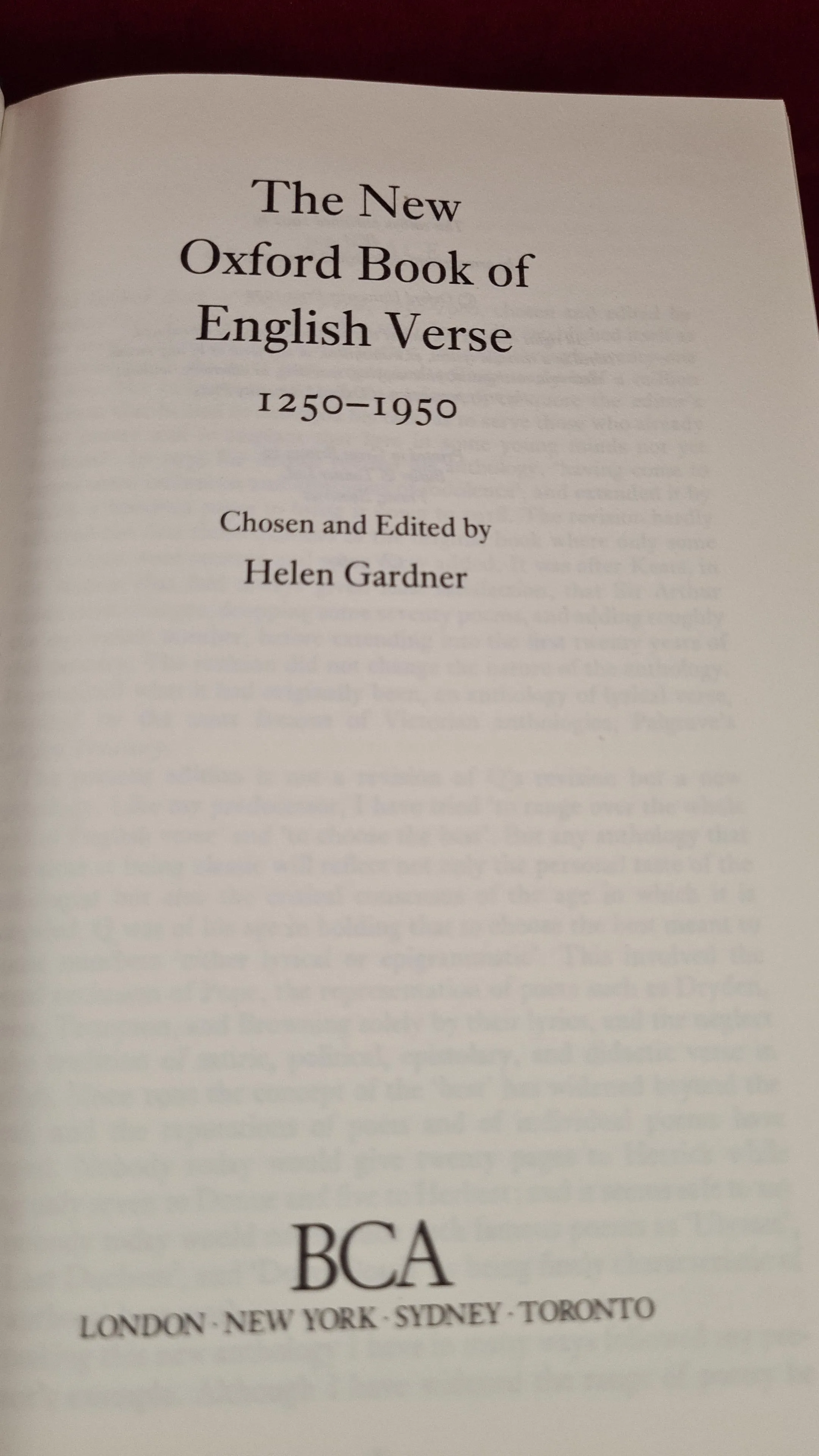 Helen Gardner - The New Oxford Book of English Verse 1250-1950, BCA, 1992
