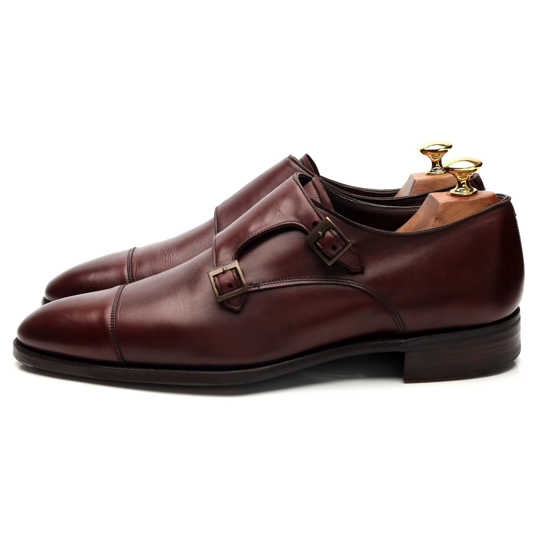 'Holyrood' Burgundy Leather Double Monk Strap UK 9 F