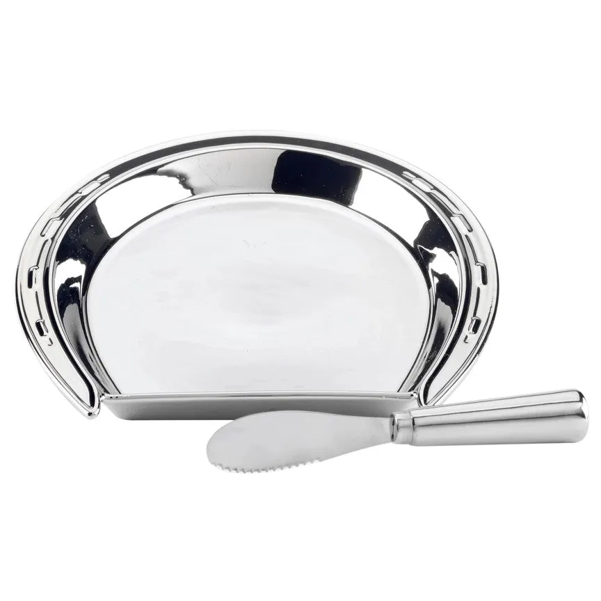 Horseshoe Cheese Plate with Knife