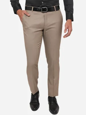 Khaki Solid Super Slim Fit Formal Trouser | Greenfibre