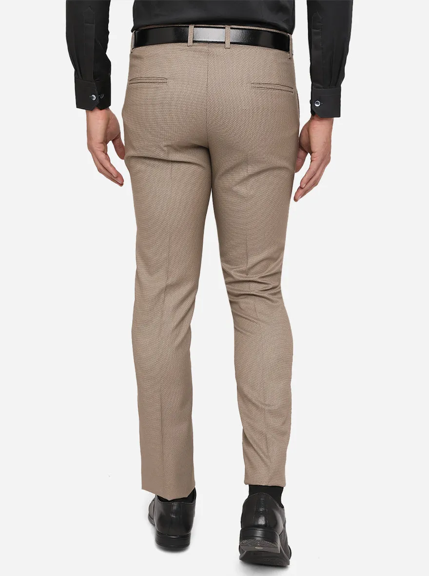 Khaki Solid Super Slim Fit Formal Trouser | Greenfibre