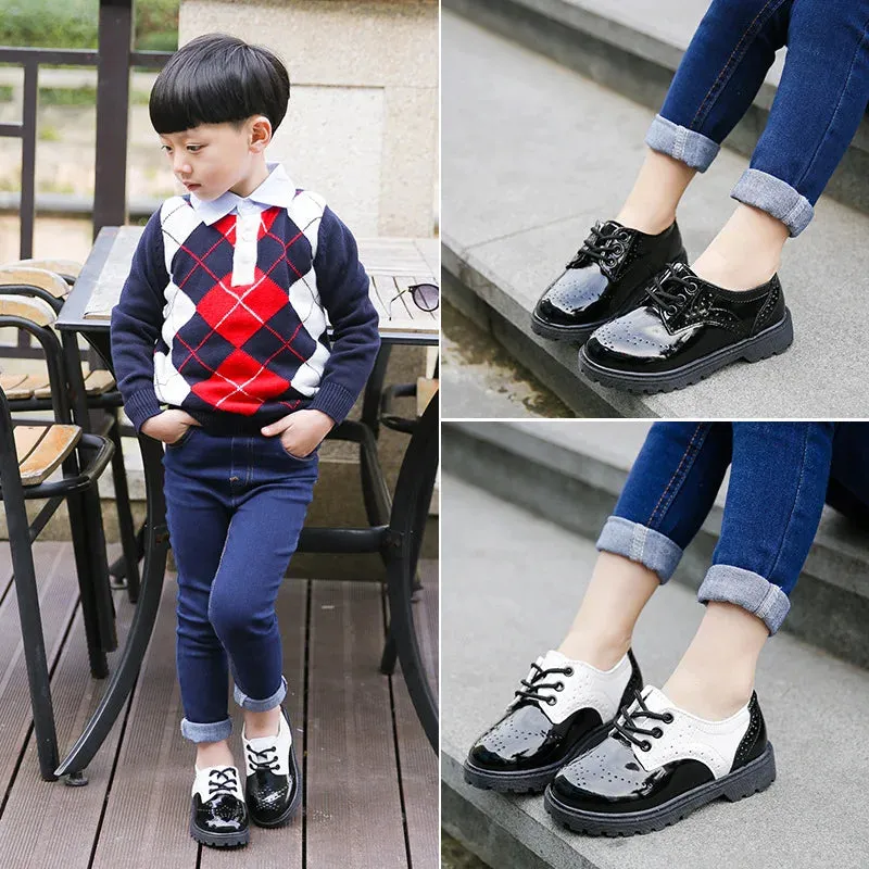 Kids Shoes For Boys Girls British Style Children's Casual Sneakers PU Leather Fashion Shoes Hot