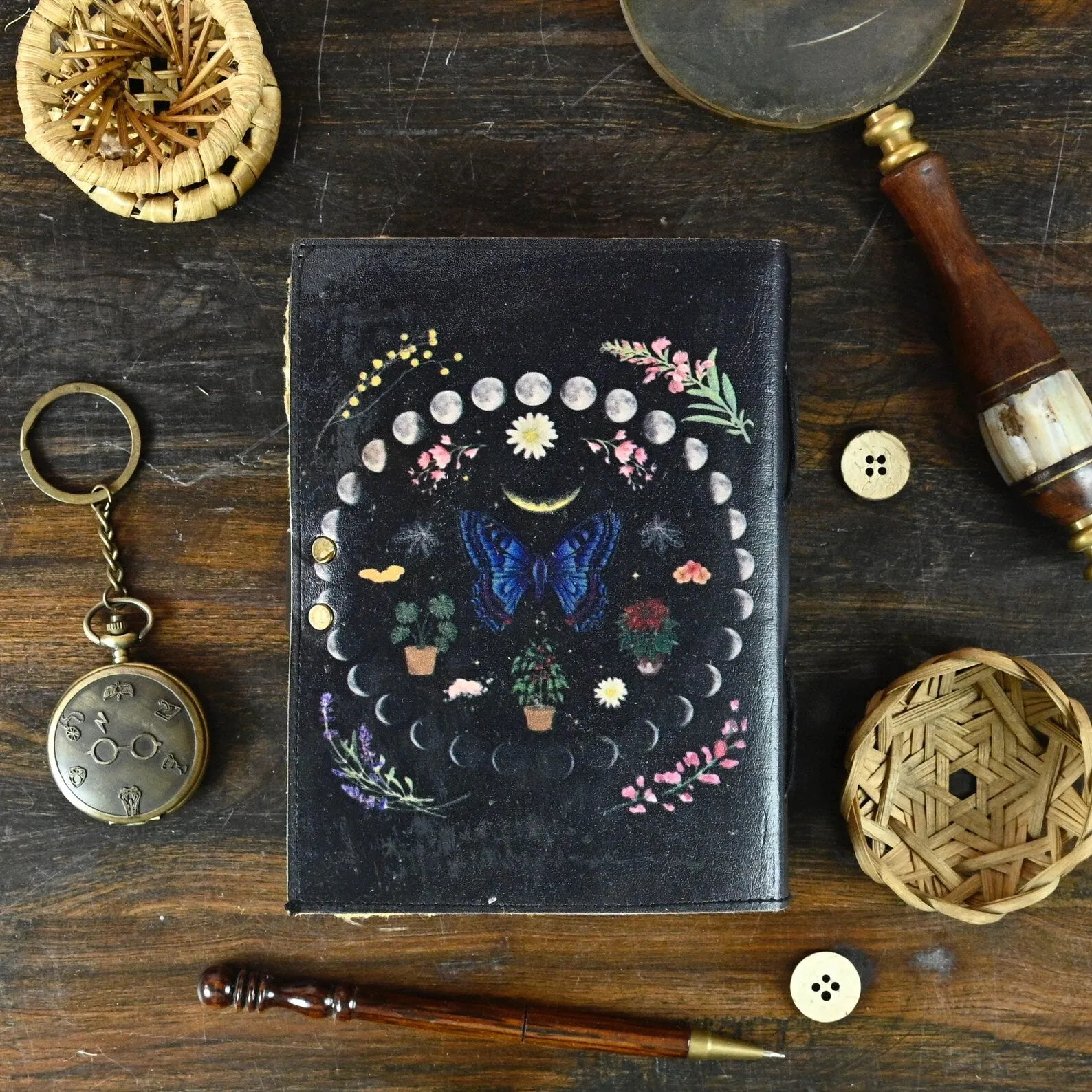 Large Luna Moth Spell Book Leather Journal