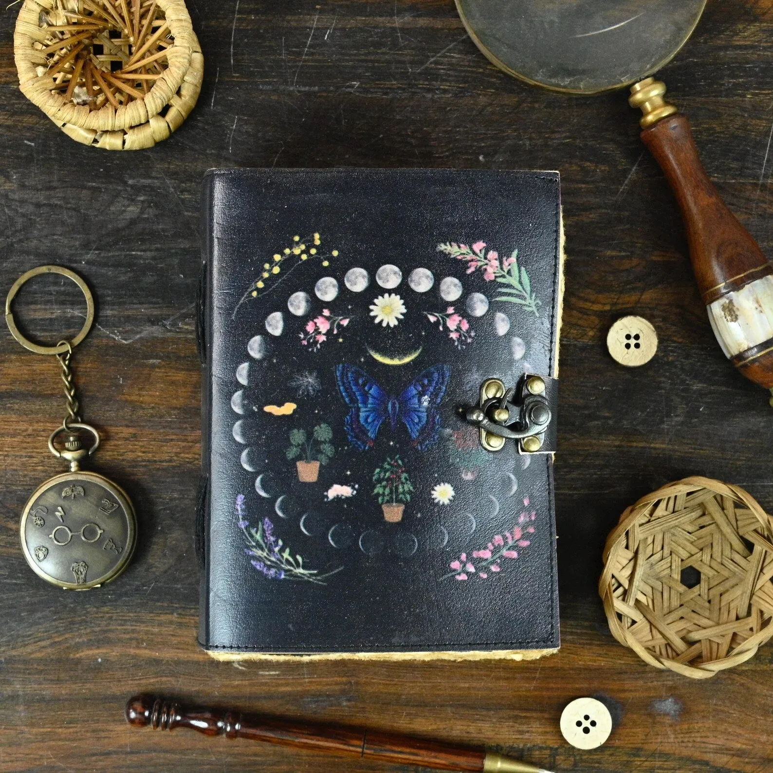 Large Luna Moth Spell Book Leather Journal