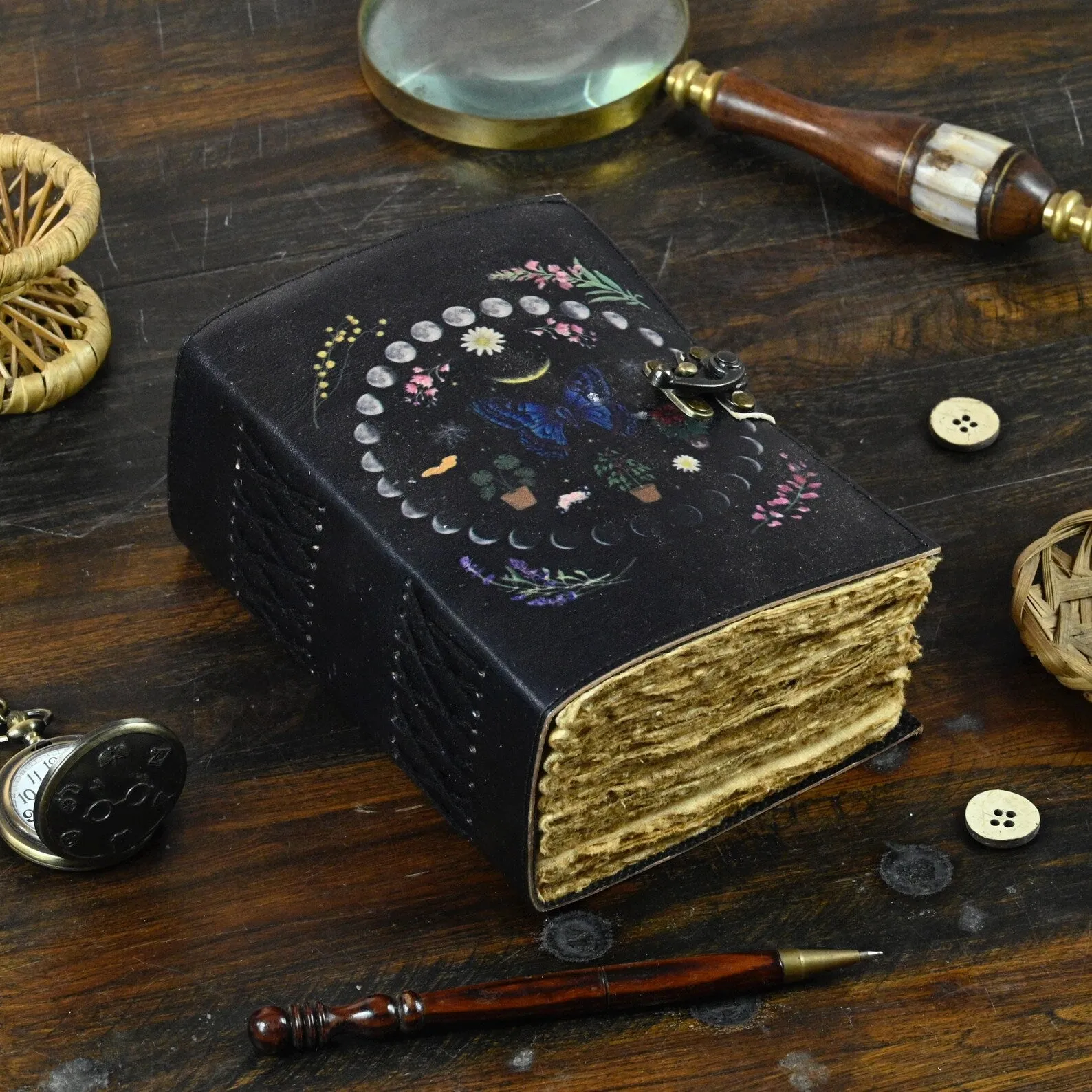 Large Luna Moth Spell Book Leather Journal