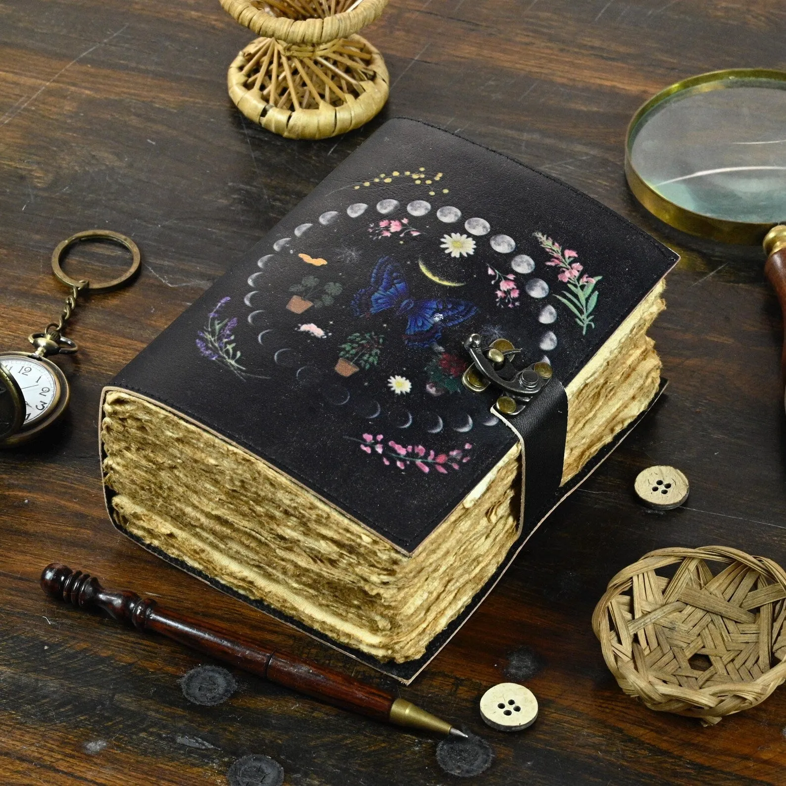 Large Luna Moth Spell Book Leather Journal