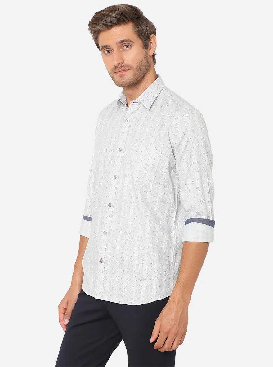 Light Grey Printed Slim Fit Casual Shirt | JadeBlue