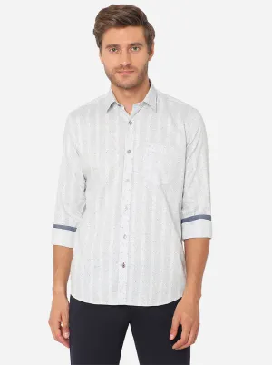 Light Grey Printed Slim Fit Casual Shirt | JadeBlue