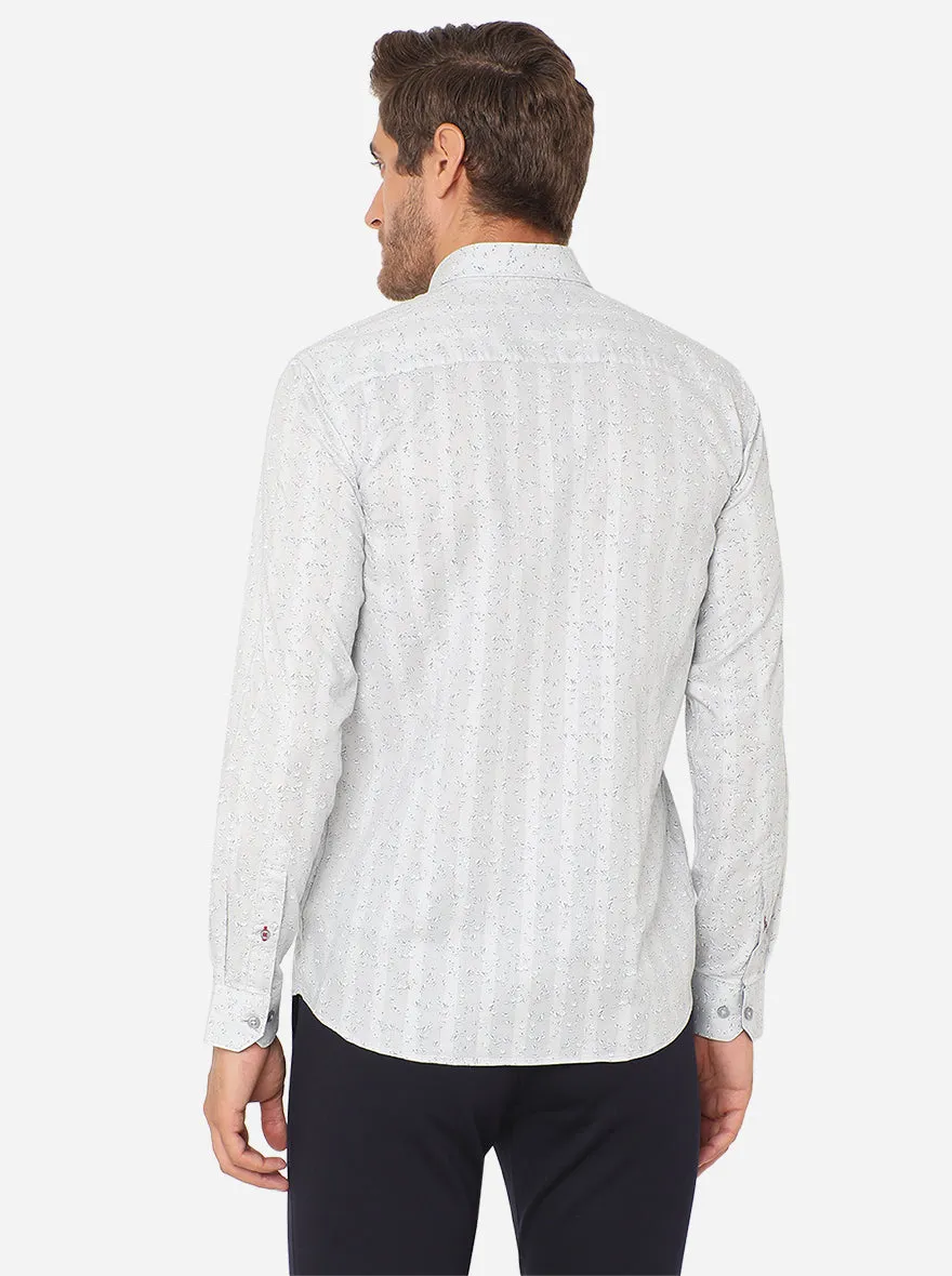 Light Grey Printed Slim Fit Casual Shirt | JadeBlue