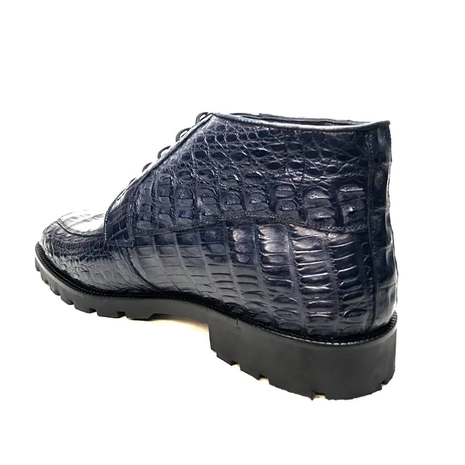 Los Altos All-Over Crocodile Belly Lace Up Ankle Boots