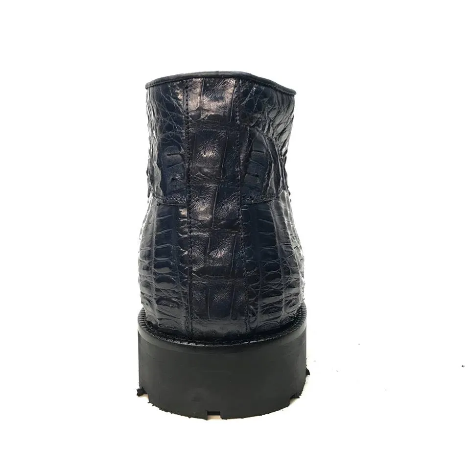 Los Altos All-Over Crocodile Belly Lace Up Ankle Boots
