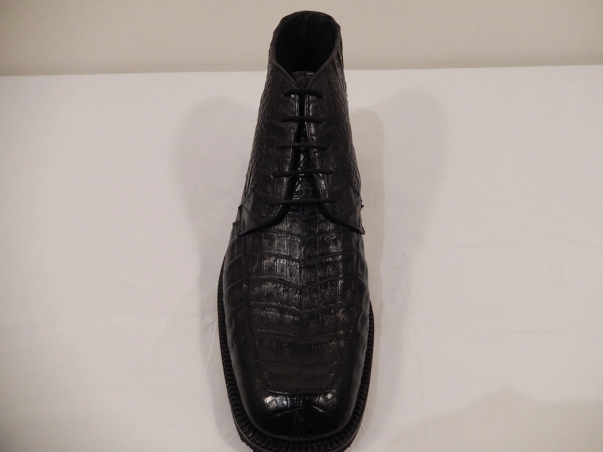 Los Altos All-Over Crocodile Belly Lace Up Ankle Boots