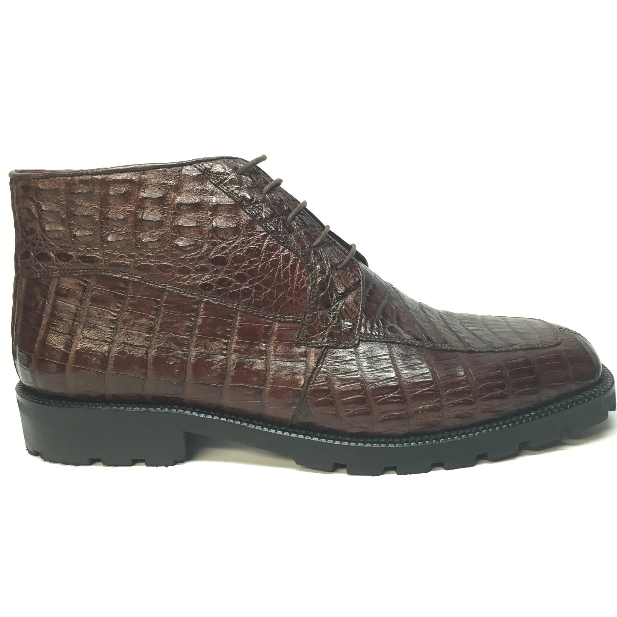 Los Altos All-Over Crocodile Belly Lace Up Ankle Boots