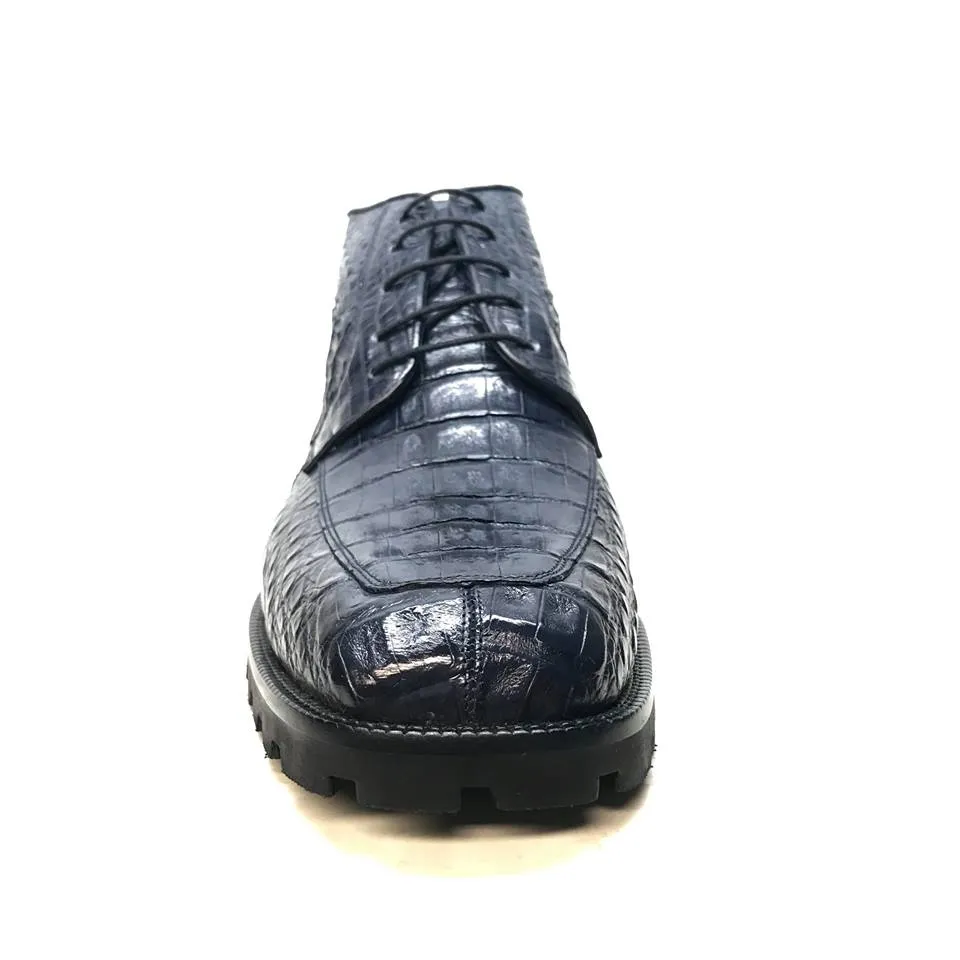 Los Altos All-Over Crocodile Belly Lace Up Ankle Boots