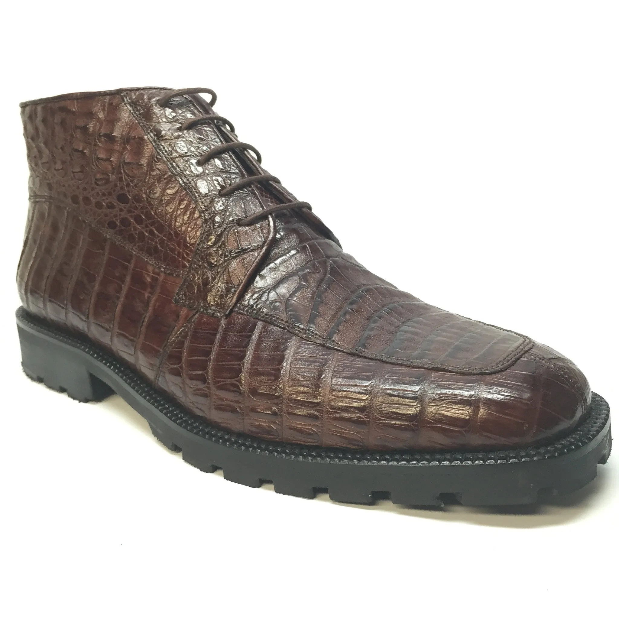 Los Altos All-Over Crocodile Belly Lace Up Ankle Boots
