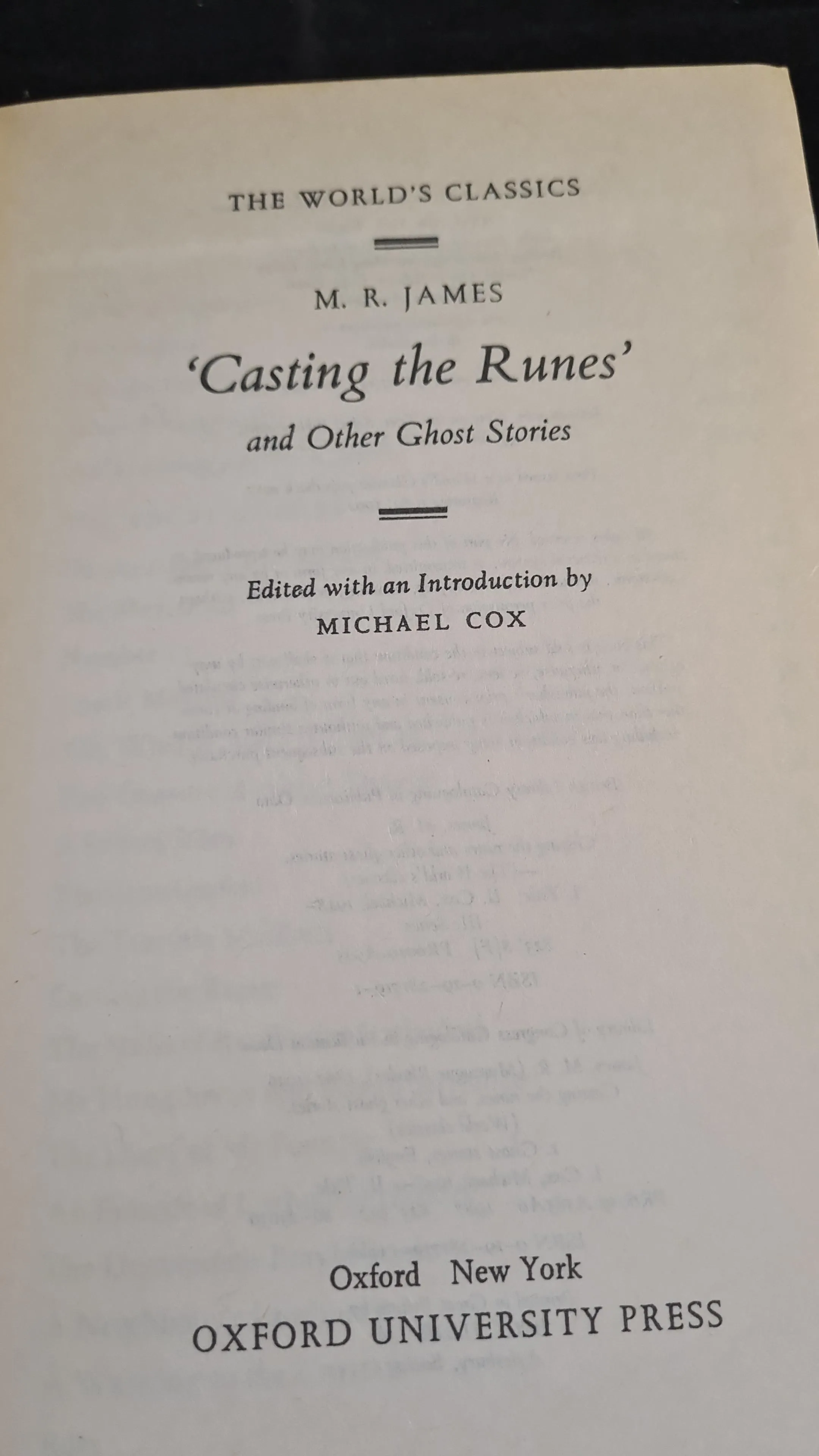M R James - Casting The Runes, Oxford University Press, 1992, Paperbacks, Signed