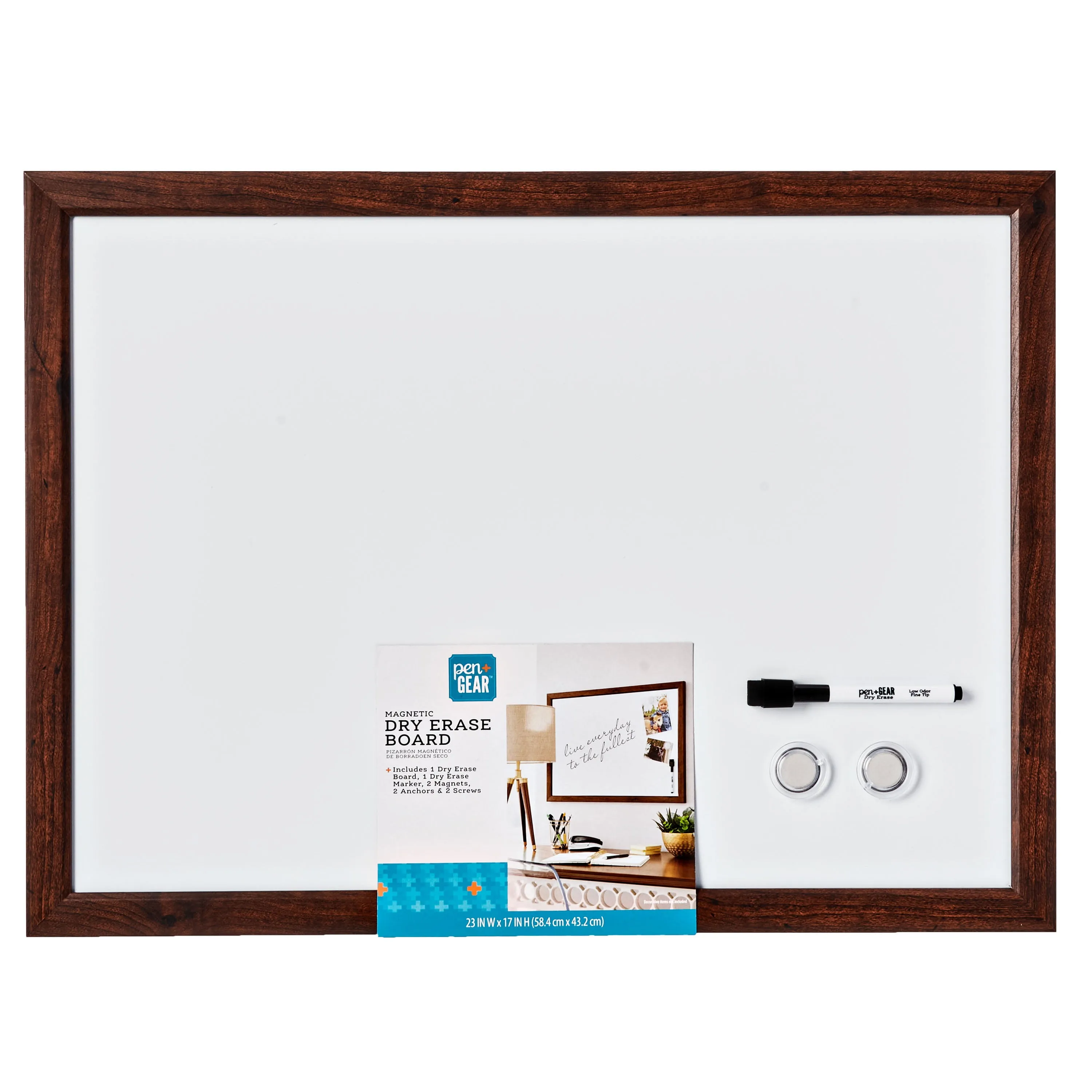 Magnetic Dry Erase White Board With Wooden Frame, Easy to write & clean, 17"X23"