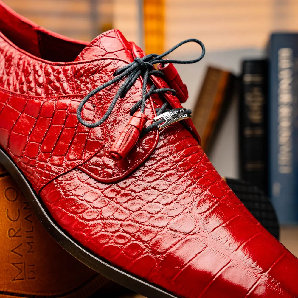Marco Di Milano Fitipaldi in Red Alligator Derby Dress Shoes