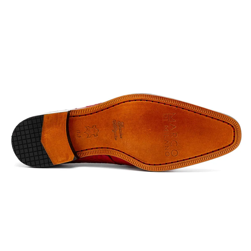 Marco Di Milano Fitipaldi in Red Alligator Derby Dress Shoes