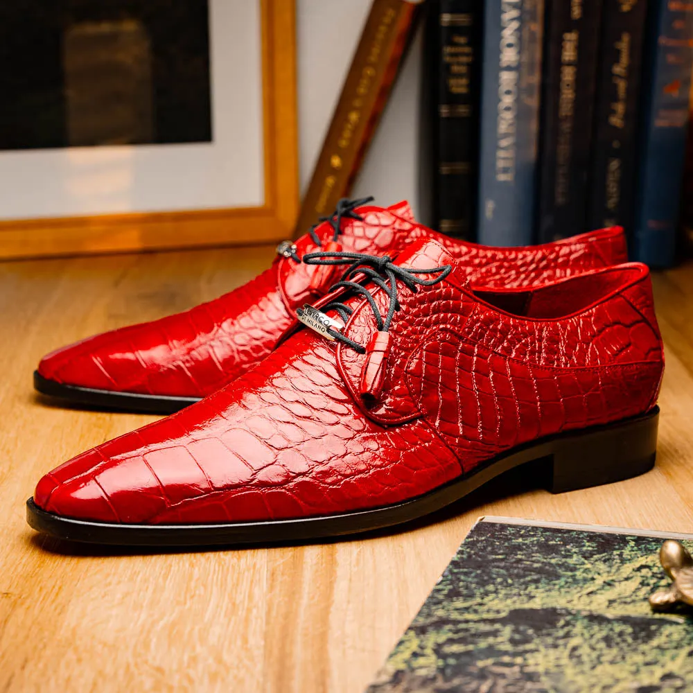 Marco Di Milano Fitipaldi in Red Alligator Derby Dress Shoes