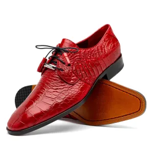 Marco Di Milano Fitipaldi in Red Alligator Derby Dress Shoes