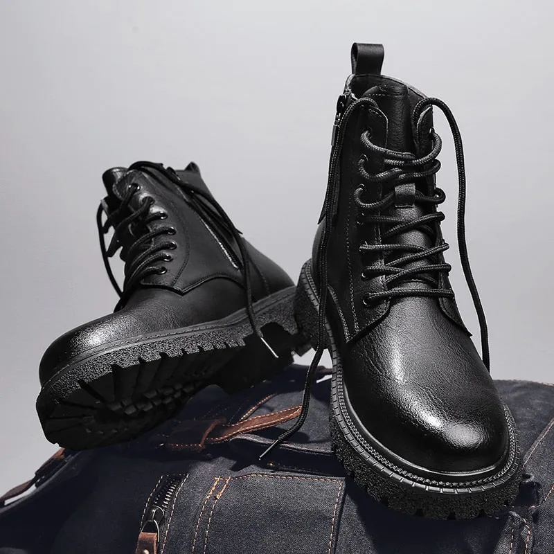 Men's Ankle Leather Boots Motorcycle waterproof boots