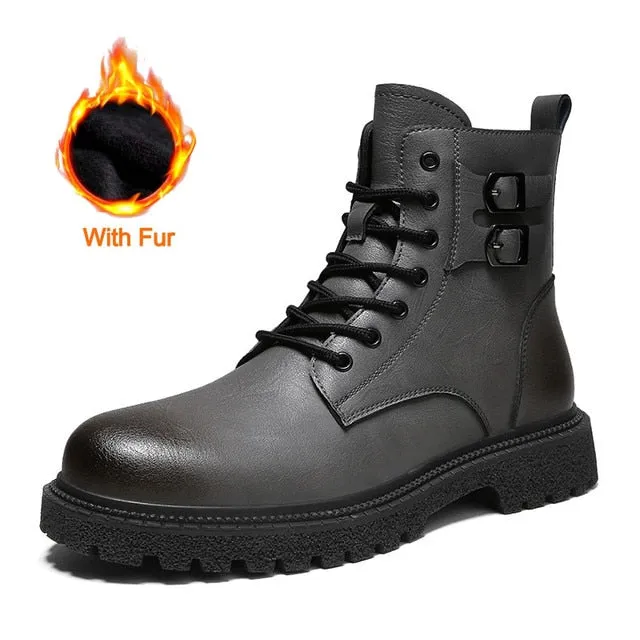 Men's Ankle Leather Boots Motorcycle waterproof boots