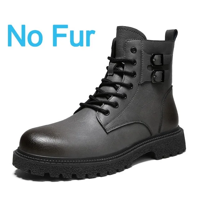 Men's Ankle Leather Boots Motorcycle waterproof boots