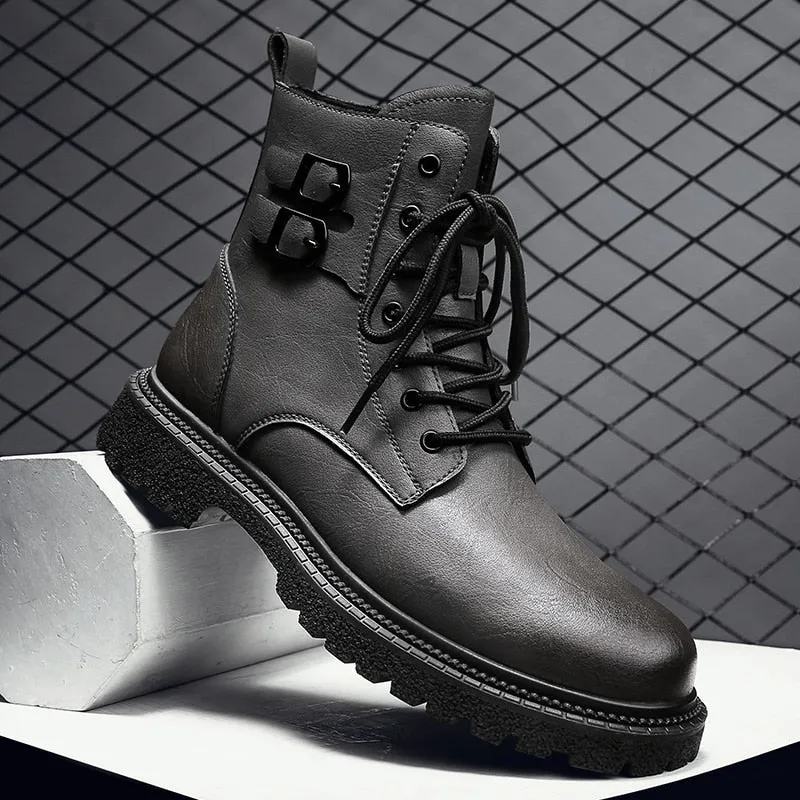 Men's Ankle Leather Boots Motorcycle waterproof boots