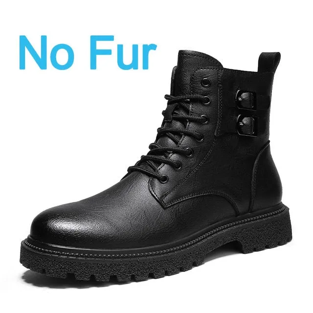 Men's Ankle Leather Boots Motorcycle waterproof boots