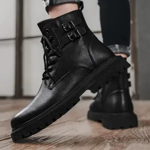 Men's Ankle Leather Boots Motorcycle waterproof boots