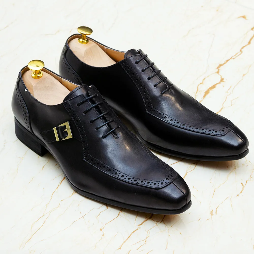 Men's Leather Shoes Leather Business Office Wedding Shoes Oxford Shoes Men's Brogue Formal Wear High