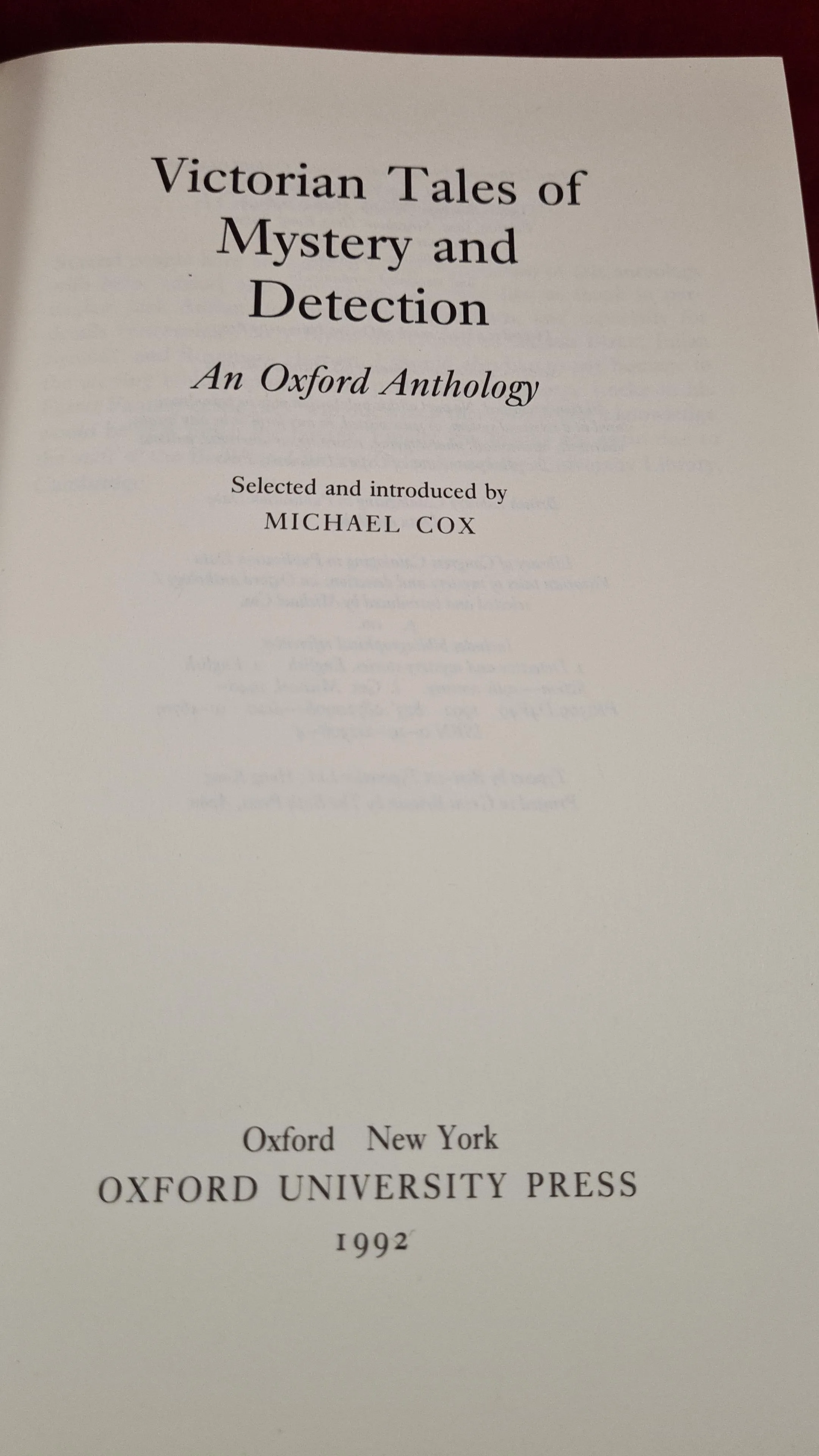 Michael Cox - Victorian Tales of Mystery & Detection, Oxford University Press, 1992