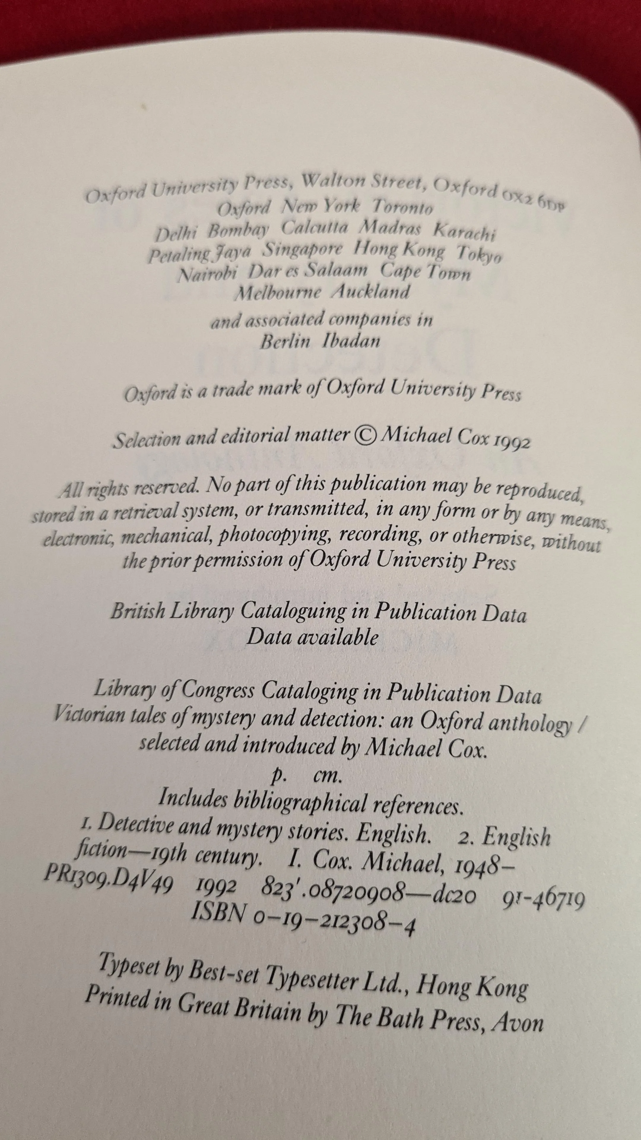 Michael Cox - Victorian Tales of Mystery & Detection, Oxford University Press, 1992
