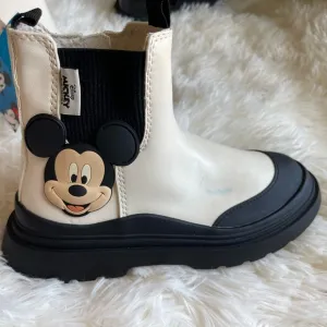 Mickey Disney boots, new with tag, white &amp; black, size 32