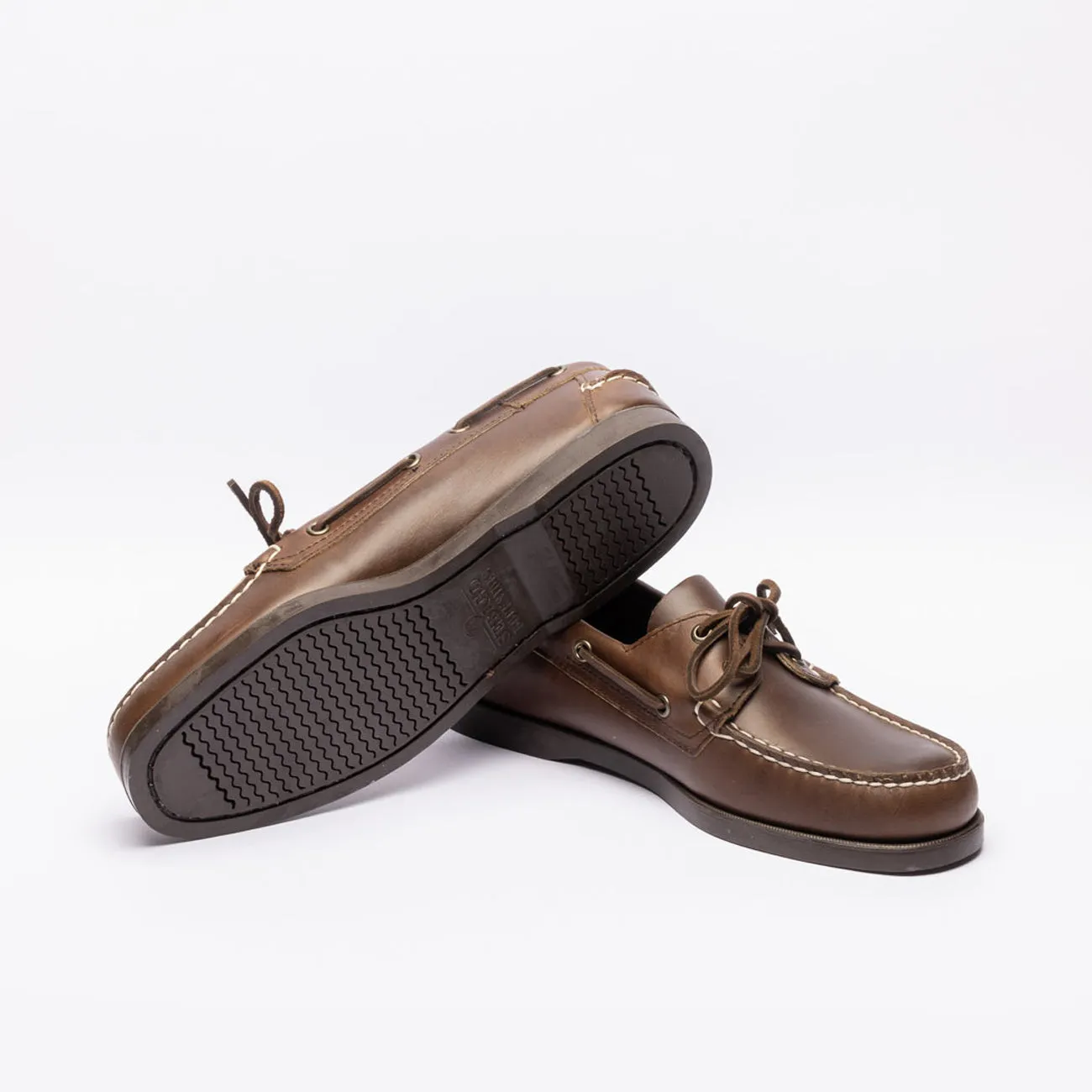 Mocassino da barca Sebago Docksides Portland Waxed in pelle marrone (Dark brown gum)