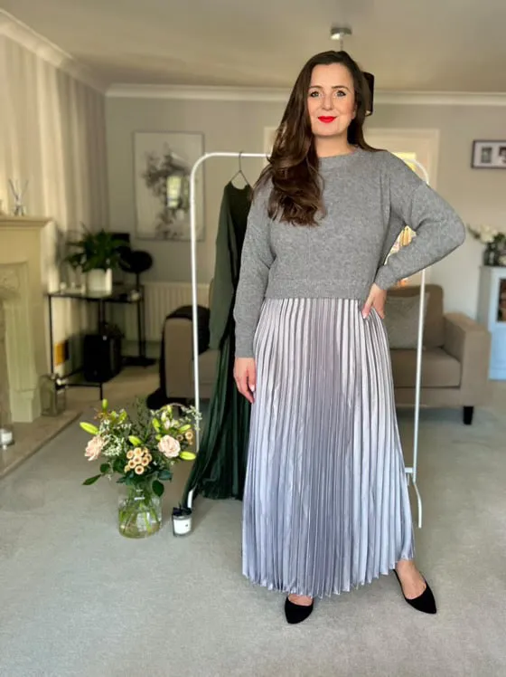 Mocha/Gold Pleated Jumper Dress