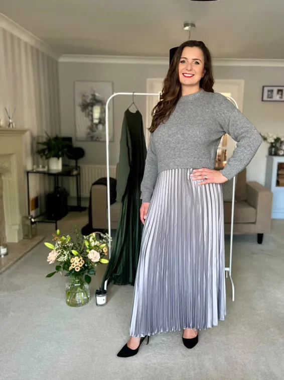 Mocha/Gold Pleated Jumper Dress
