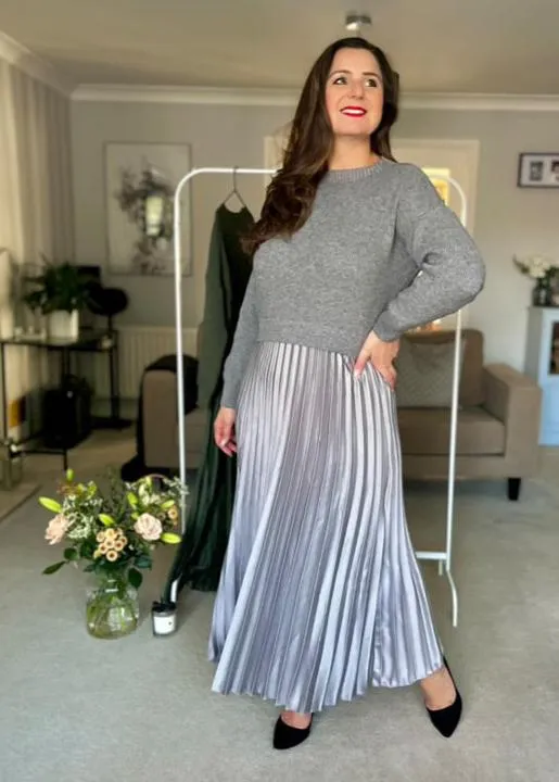 Mocha/Gold Pleated Jumper Dress