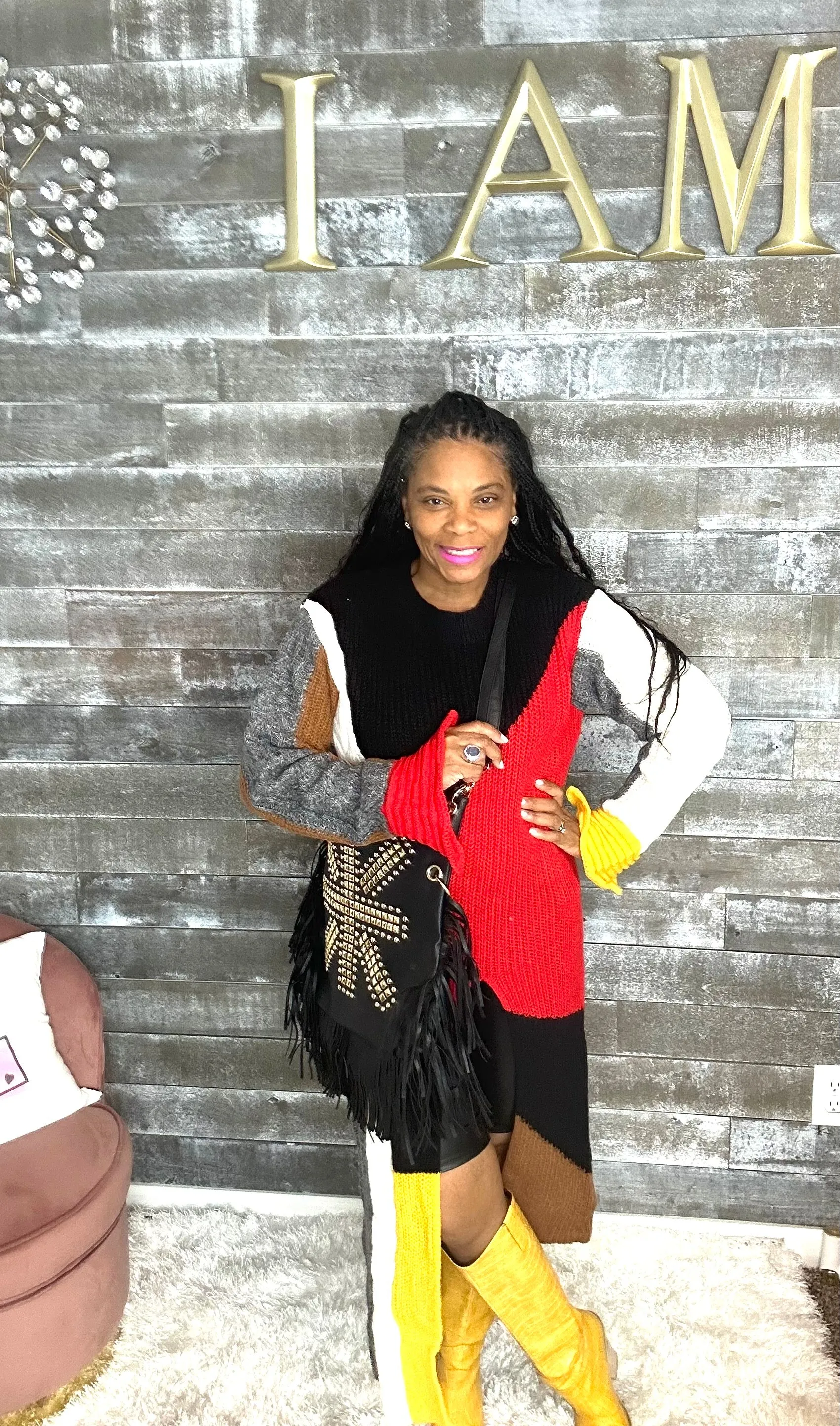 Ms. Color Block Multi Color Sweater Dress