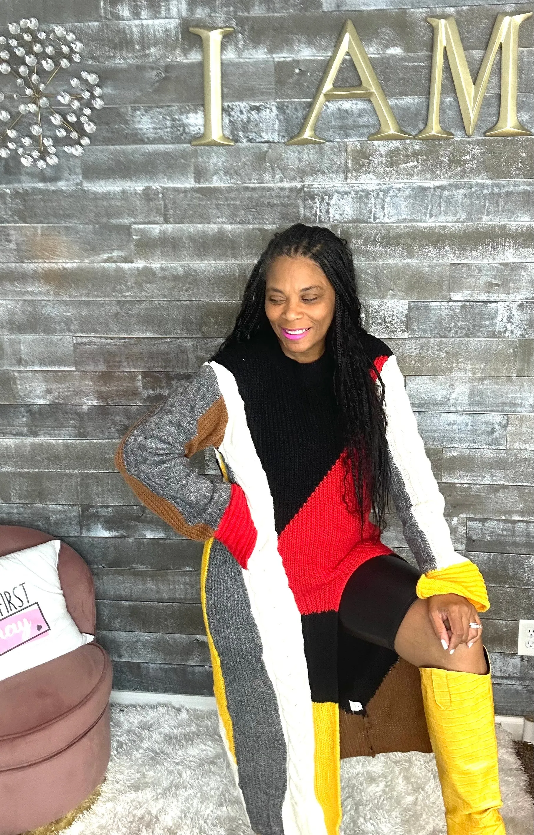 Ms. Color Block Multi Color Sweater Dress