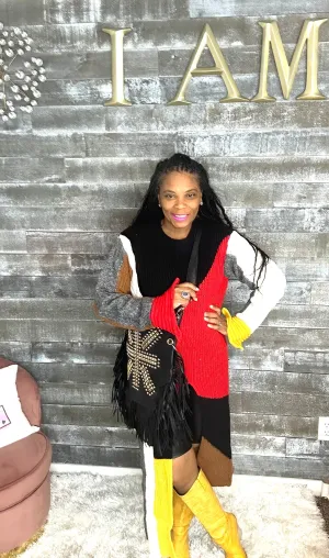 Ms. Color Block Multi Color Sweater Dress