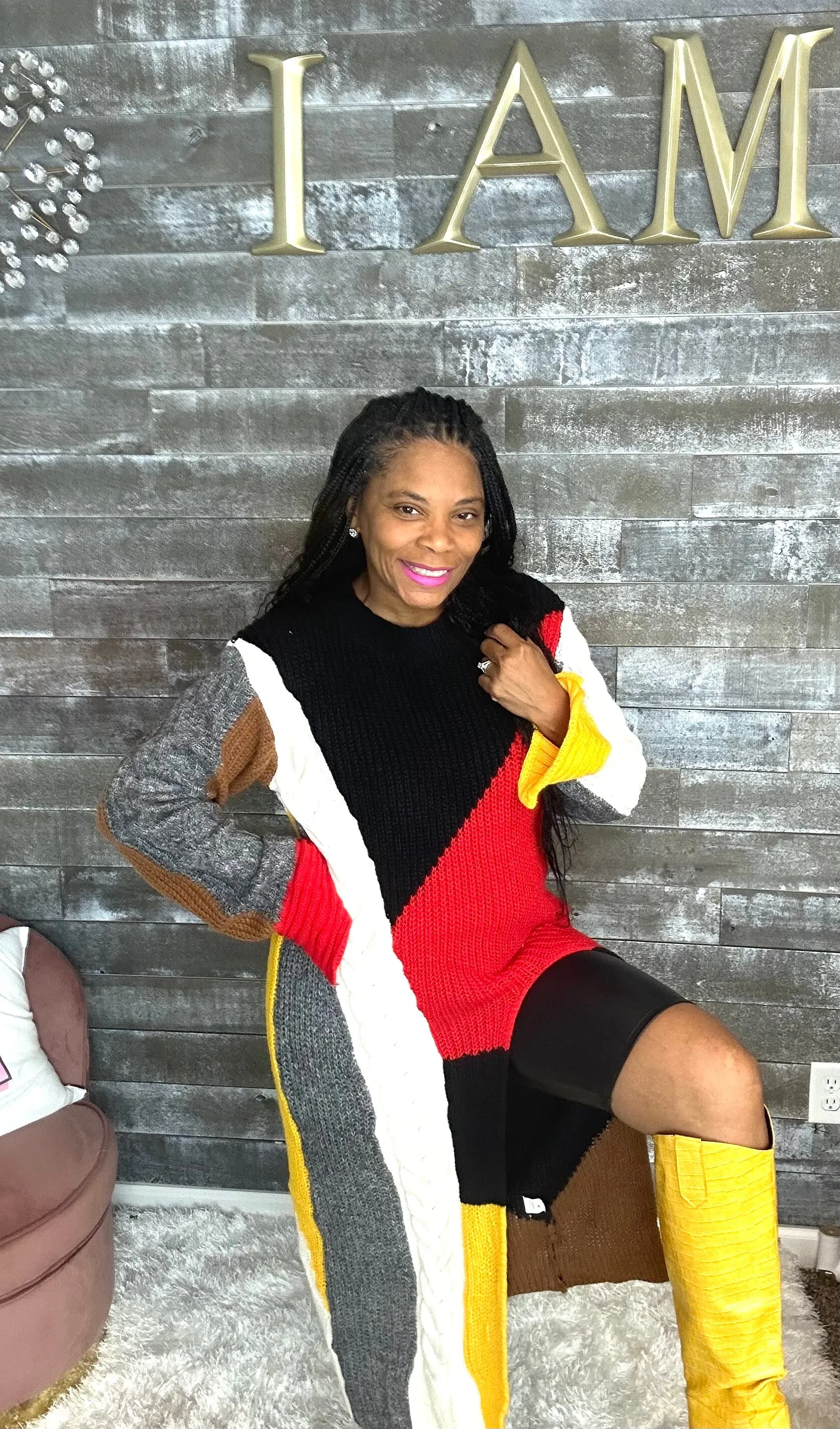 Ms. Color Block Multi Color Sweater Dress