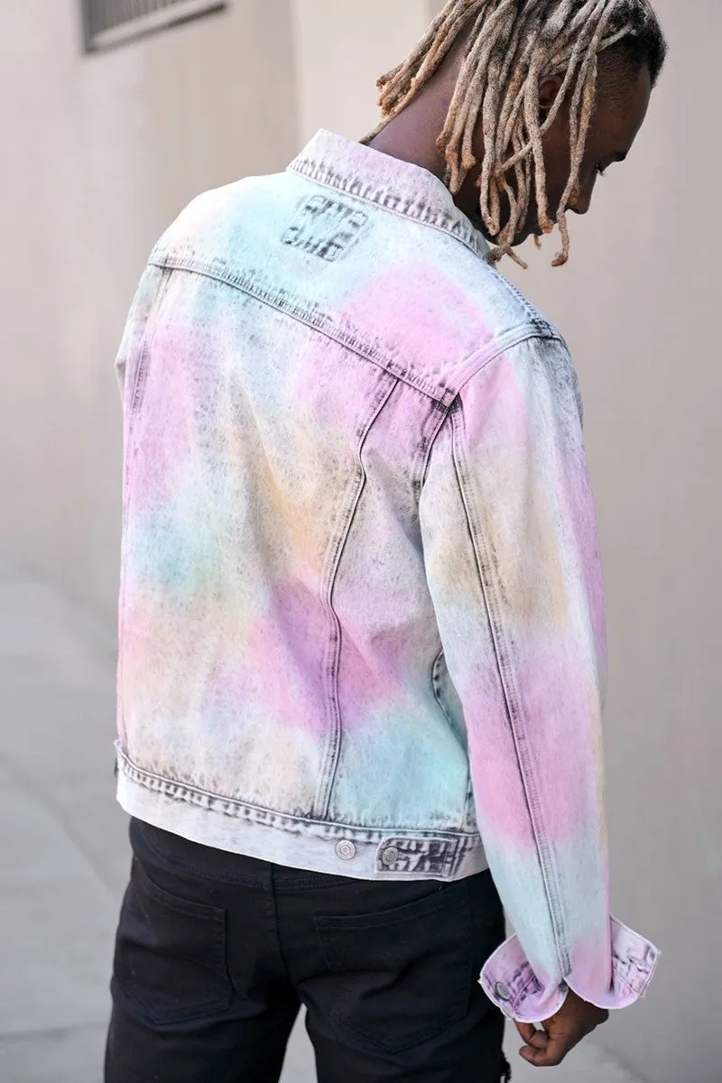 Multi Color Airbrushed Denim Jacket